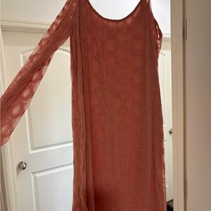 Xhilaration Coral Lace Long Sleeve Dress